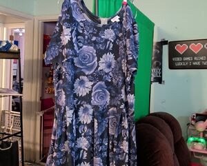 LuLaRoe Blue Floral Midi Dress